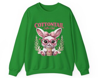 Bunny Coffee Club Sweatshirt, Bunny Lover Easter Apparel
