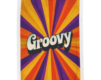 Retro Groovy Velveteen Plush Blanket: Cozy Home Throw