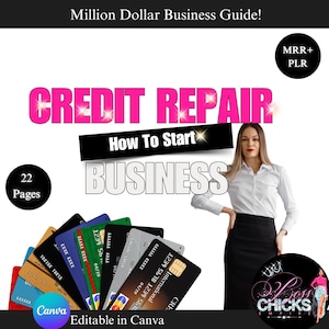 Credit Repair E-book PLR & MRR Rebrand And Resell, Credit Repair Guide, Credit Building Step By Step, E-book Business DFY, Canva Editable