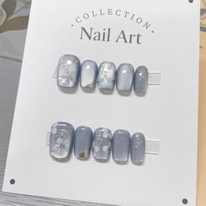 cat eye flower nails/ hand painted nails /custom press on nails/ hand made Press on Nails/Faux Acrylic Nails/ Gel Nails/Press on Nail