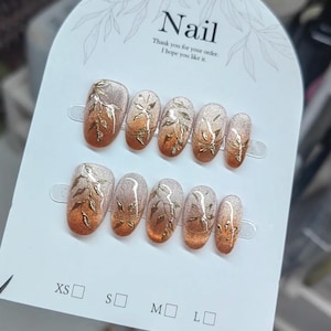 cat eye flower nails/ hand painted nails /custom press on nails/ hand made Press on Nails/Faux Acrylic Nails/ Gel Nails/Press on Nail