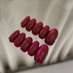 Handmade Cat Eye dark green Press On Nails: custom nails