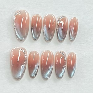 cat eye ombre nails/ hand painted nails /custom press on nails/ hand made Press on Nails/Faux Acrylic Nails/ Gel Nails/Press on Nail