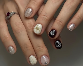 Hand Painted Press On Nails: Freestyle Graffiti Gel Nails