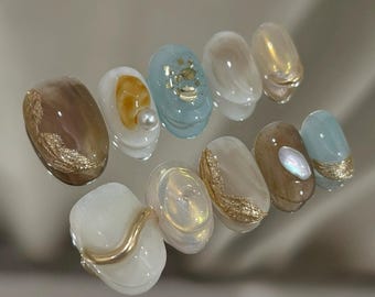 3d chrome cat eye Handmade Press On Nails: hand painted custom Nails