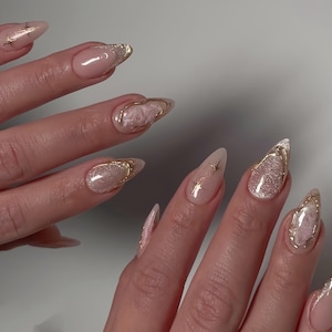 ombre gold star nails/ hand painted nails /custom press on nails/ hand made Press on Nails/Faux Acrylic Nails/ Gel Nails/Press on Nail