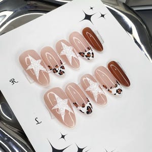 star french nails/ hand painted nails /custom press on nails/ hand made Press on Nails/Faux Acrylic Nails/ Gel Nails/Press on Nail