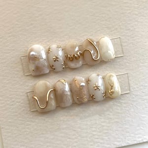 3D Flower Press On Nails: Hand-Painted Faux Acrylic Gel Nails