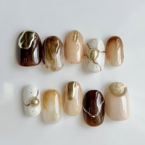 ombre gold chrome nails/ hand painted nails /custom press on nails/ hand made Press on Nails/Faux Acrylic Nails/ Gel Nails/Press on Nail