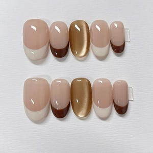 french cat eye hand painted nails /custom press on nails/ hand made Press on Nails/Faux Acrylic Nails/ Gel Nails/Press on Nail