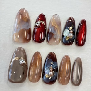 Ombre cat eye Press On Nails: Hand Painted custom Gel Nails