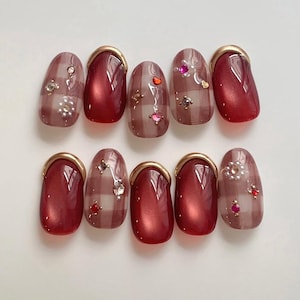3d cat eye nails/ hand painted nails /custom press on nails/ hand made Press on Nails/Faux Acrylic Nails/ Gel Nails/Press on Nail
