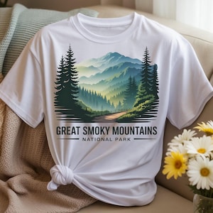 Great Smoky Mountains afdrukbare png, afdrukbaar nationaal park, ontwerp berglandschap, wandelen en natuurkunst, outdooravontuur, reizen VS