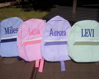 Mini sac à dos personnalisé en 5 couleurs seersucker, sac à langer, rentrée des classes