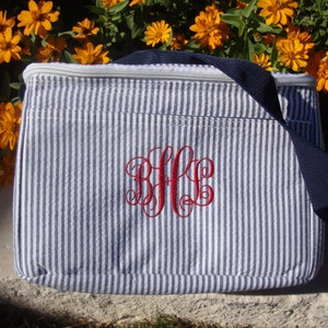 Personalized Seersucker Lunch Box, Lunch Tote Easter Bag image 9