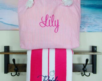 Pink Gift Basket Personalized for the Bride: Monogrammed or Embroidered Name
