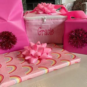 Personalized Seersucker Lunch Box: Embroidered Insulated Cooler Bag bild 3