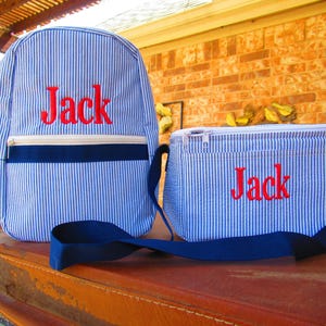 Personalized Seersucker Lunch Box: Embroidered Insulated Cooler Bag bild 7
