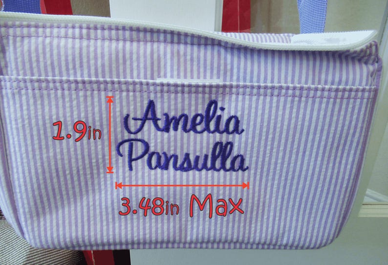 Personalized Seersucker Lunch Box: Embroidered Insulated Cooler Bag bild 8