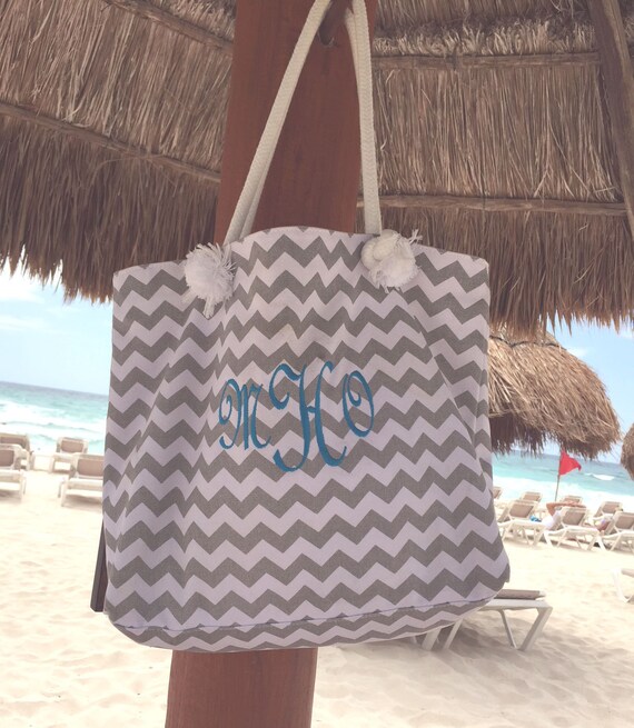 etsy monogrammed beach bag