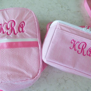 Personalized Seersucker Lunch Box, Lunch Tote Easter Bag image 4
