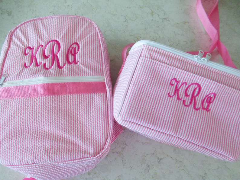 Personalized Seersucker Lunch Box, Lunch Tote Easter Bag image 4