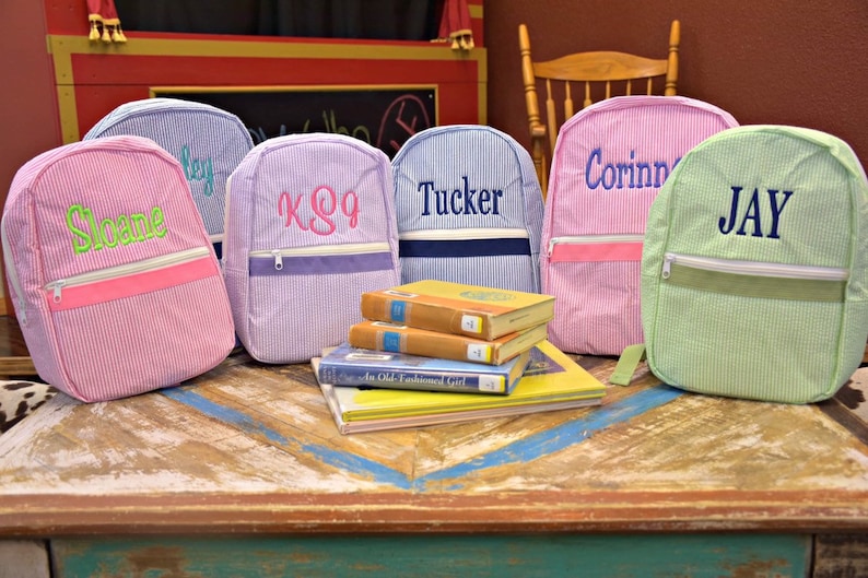 Personalized Toddler Backpack in Seersucker Colors, Flower Girl Gift, Ring Bearer Gift, Back to School