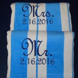 Beach Towel Set of 2, Wedding Gift, 2 Beach Towels for Bride and Groom, Mr. Mrs. Wedding Present