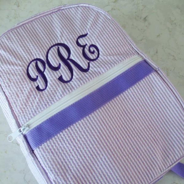 Mochila pequeña morada personalizada: iniciales monogramadas para regalo de Navidad para niña