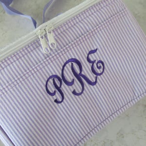 Personalized Seersucker Lunch Box, Lunch Tote Easter Bag image 3