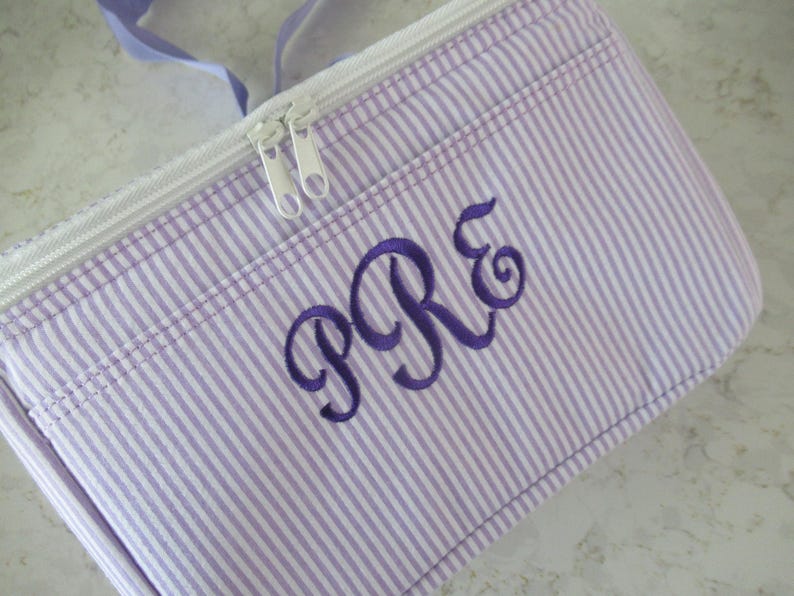 Personalized Seersucker Lunch Box, Lunch Tote Easter Bag image 3