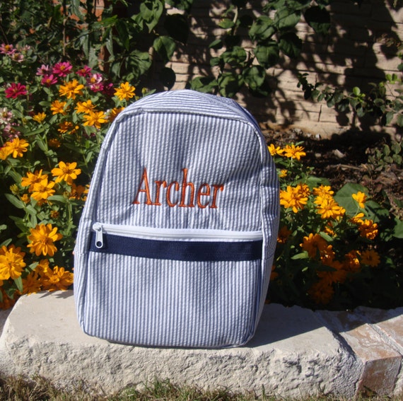 Seersucker Toddler Backpack With Child 