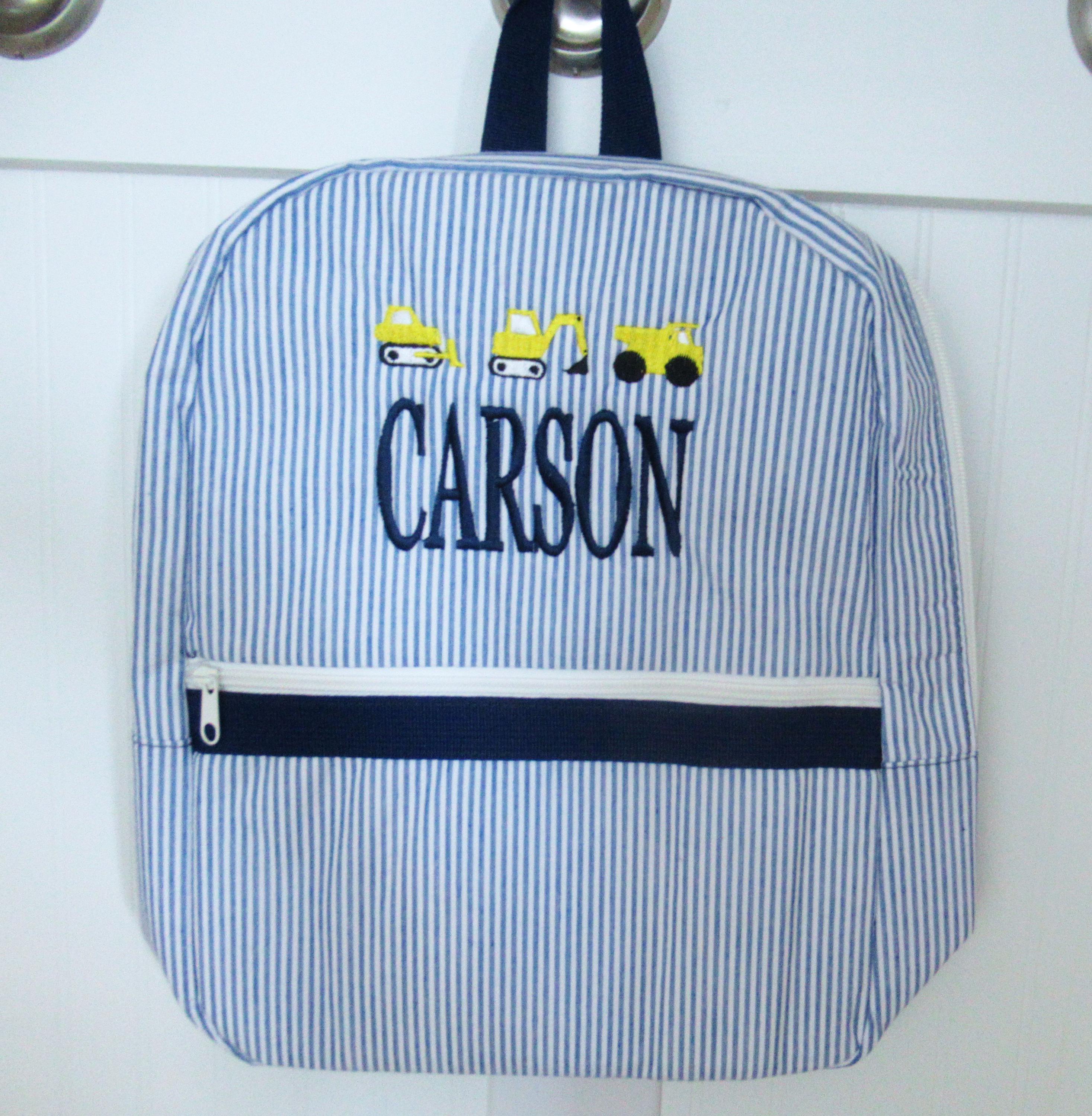 Personalized Construction Truck Backpack For Kids - Toddler Daypack, 10x4x12 Inch, Custom Name