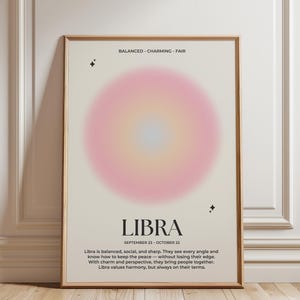 Libra Aura Wall Art, Zodiac Poster Printable, Libra Art, Libra Gift, Libra Gifts, Astrology Art, Libra Gradient Spiritual Print
