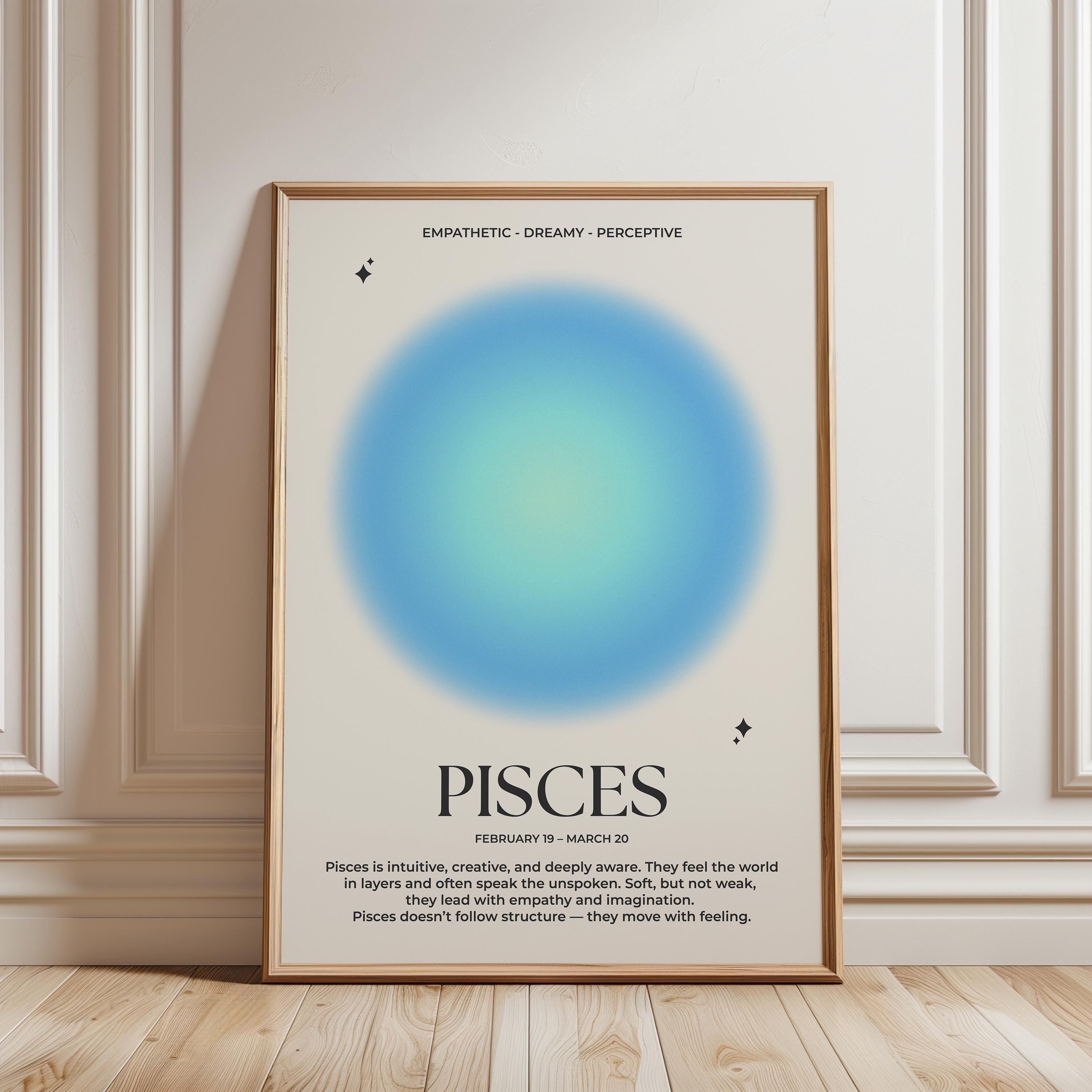 Pisces Aura Wall Art, Zodiac Poster Printable, Pisces Art, Pisces Gift, Pisces Gifts, Astrology Art, Pisces Gradient Spiritual Print