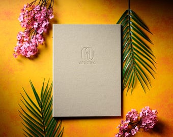 Menyomslag i jute, restauranghållare, A4-storlek, mapp för café, naturmaterial, sandton, rustik design, hotellpresentation, specialdesignad