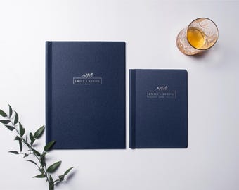 Midnattsblå Buckram Gripfix Menyomslag – Klassisk restaurangmenymapp (A4 och smal) |Monit Q 10 st |Från lager Personaliserad | FRI EU-frakt