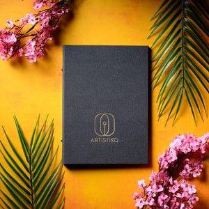 Funda para menú A5 de yute antracita, resistente, para cafeterías, restaurantes, libros de menú, diseño de portadas de menú y carpetas de menú.