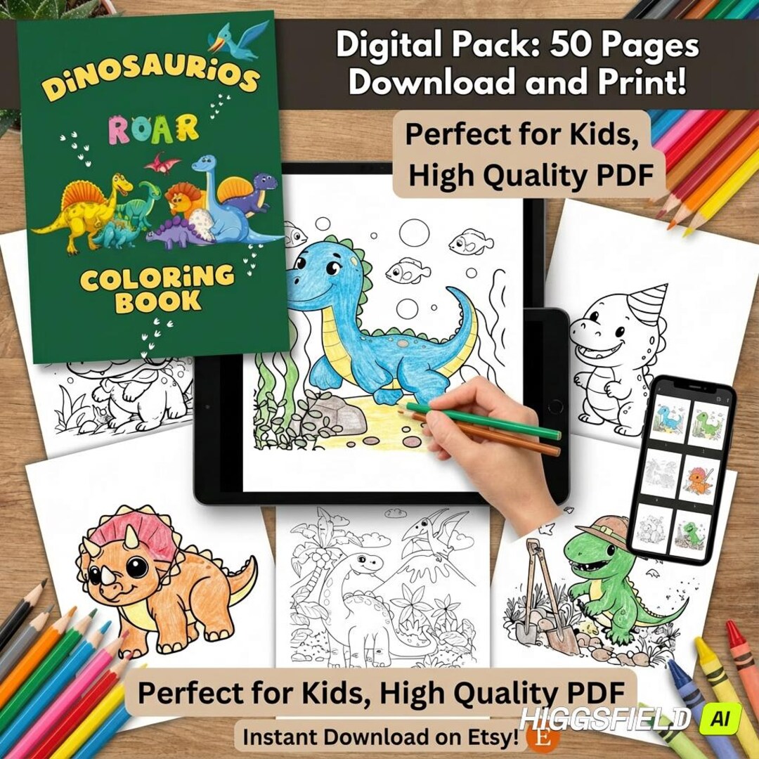 Dinosaur Coloring Book for Kids – Printable PDF | Fun Dinosaur Coloring ...