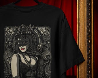 Gothic Queen T-Shirt - Baroque Mask and Vintage Crown Design Comfort Colors®