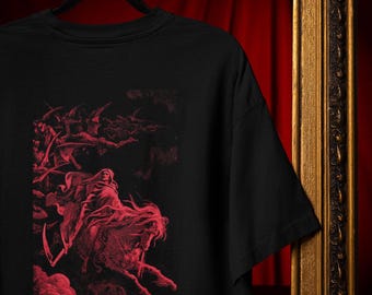 Koszulka z motywem ponurego żniwiarza: Czerwony jeździec, gotyckie, mroczne, fantasy, Comfort Colors®