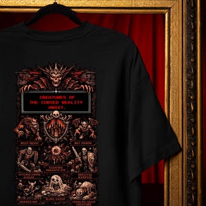 Castlevania- Gothic Monster Bestiary T-Shirt, Retro Horror Spiel Creature Art, Dark Fantasy Bekleidung