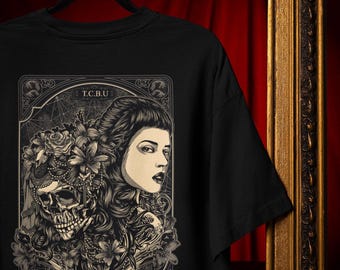 Gothic Skull Tee, Floral Tattoo Style (Unisex S-4XL) Comfort Colors®