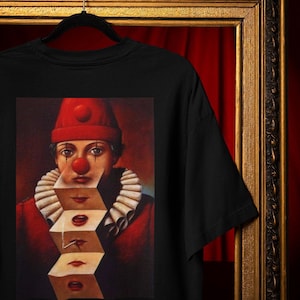 Camiseta de payaso surrealista, cara apilada vintage, circo oscuro (unisex S-4XL) Comfort Colors®