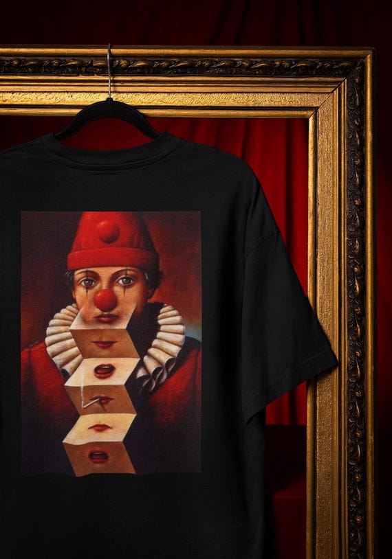 Surreal Clown T-Shirt, Vintage Stacked Face, Dark Circus (Unisex S-4XL) Comfort Colors®