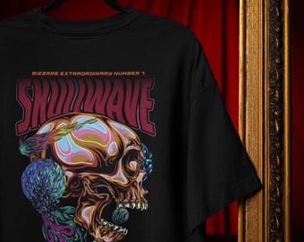 Trippy Skull T-Shirt - Vaporwave Colors, Cyberpunk Streetwear Comfort Colors®