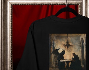 Koszulka z motywem pojedynku szachowego w stylu gotyckim – ilustracja Demon and Monk Comfort Colors®