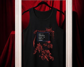 Tank Top Castlevania Retro Vampire, Koszulka z grafiką w stylu gotyckiego horroru, Koszulka bez rękawów w stylu dark fantasy, Tank w stylu gry pikselowej