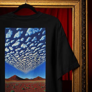 Surreal Desert Shirt, Trippy Landscape T-Shirt, Cloud Illusion Graphic Tee, Psychedelic Nature Art, Vivid Cactus Field Tee,Dreamscape Design