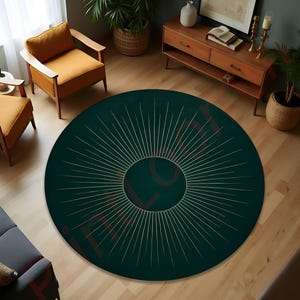 Mid Century Boho Round Rug, Stylish Contemporary Abstract Round Rug, Unique Large Rug, Modern Minimalist Rug, Home Decor Rug for Living Room